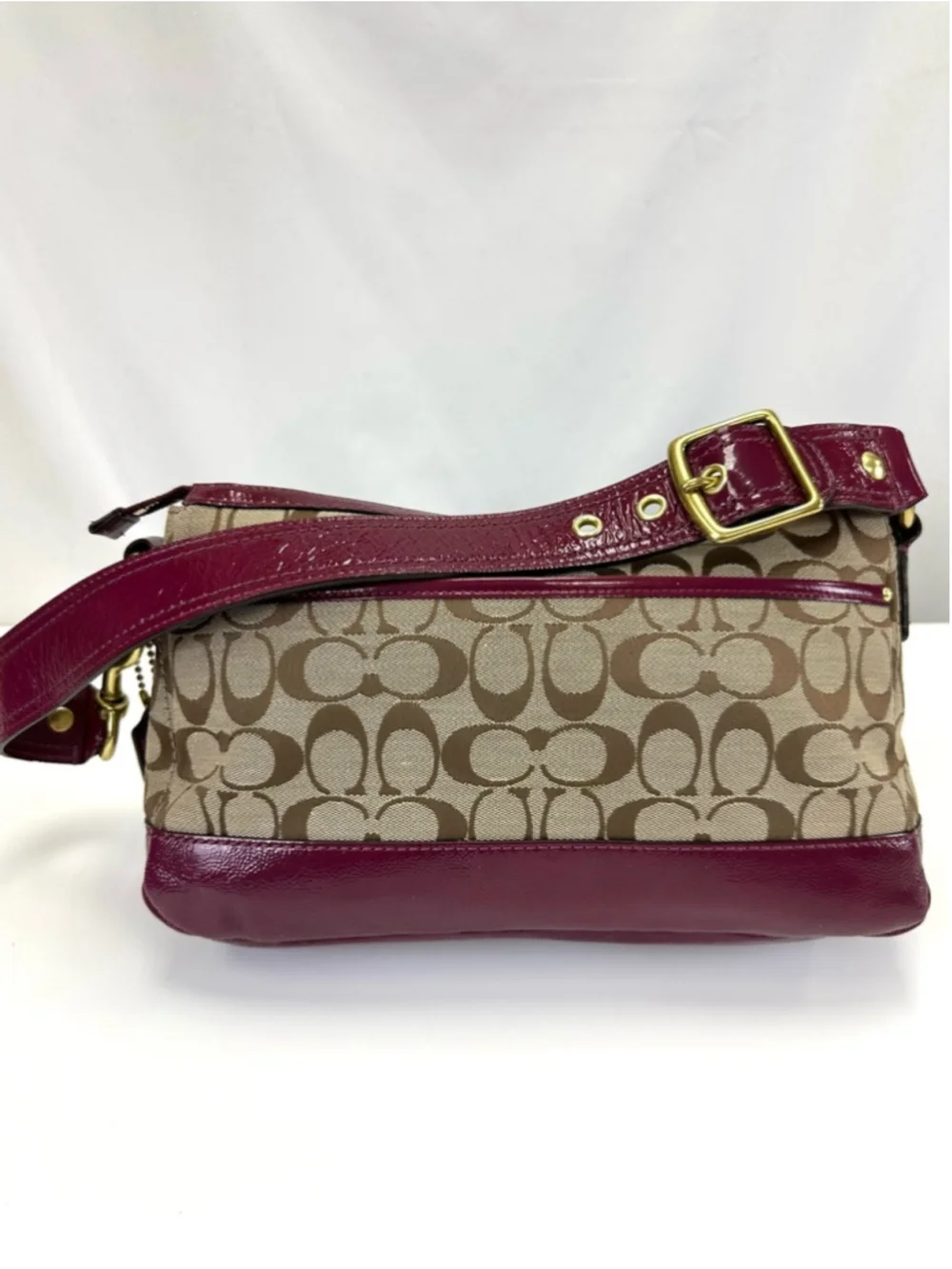 Coach 65th Anniversary Legacy Signature Double Turnlock Bag Plum G0826 F12869